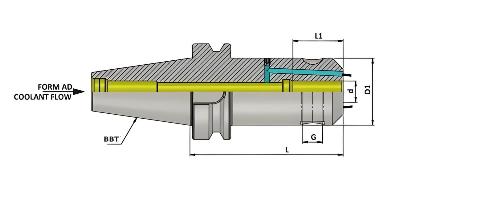 BBT40 WE16 063 Weldon Type Holder With Face Coolant Channel (FCC) AD+B/2.5G 25000SL